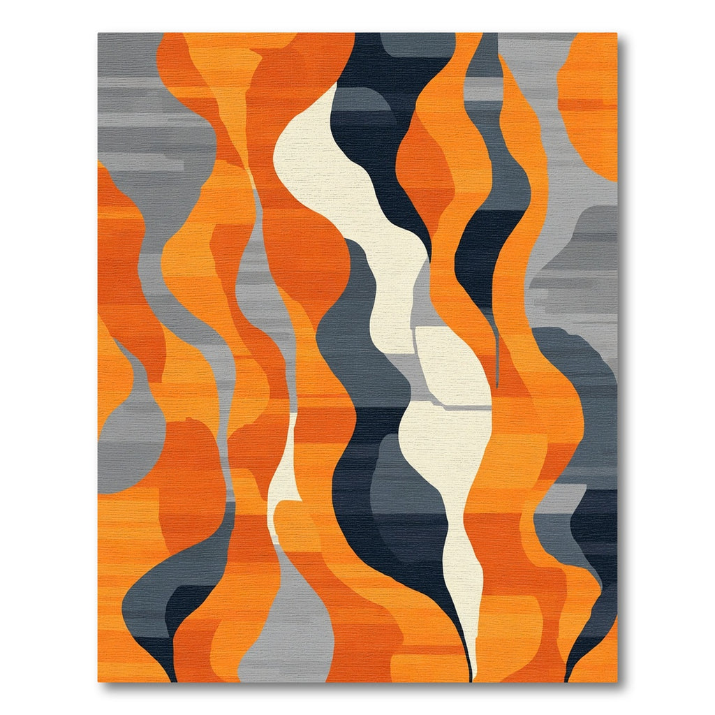 Modern Orange Wave Abstract Flow Rug