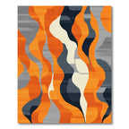 Modern Orange Wave Abstract Flow Rug