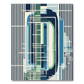 Deep Blue Abstract Geometric Lines Rug