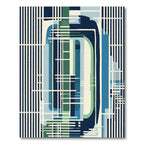 Deep Blue Abstract Geometric Lines Rug