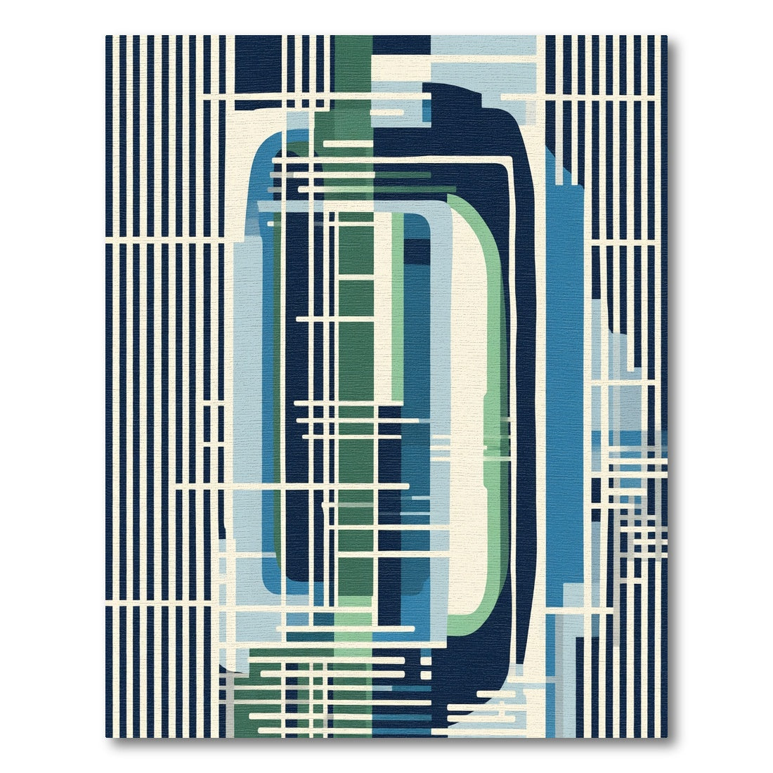 Deep Blue Abstract Geometric Lines Rug