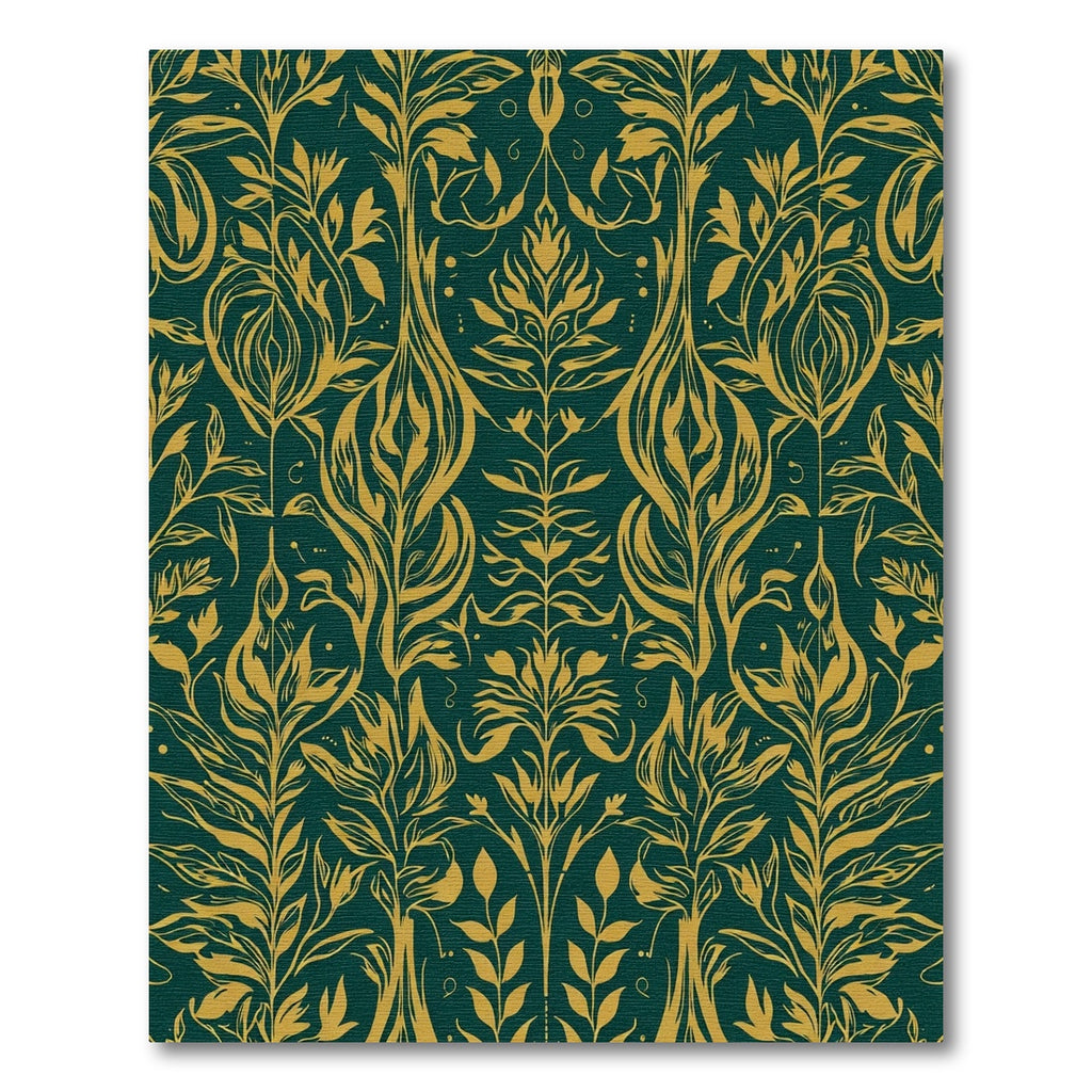 Emerald and Gold Floral Art Nouveau Rug