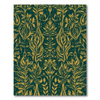 Emerald and Gold Floral Art Nouveau Rug