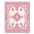Bright Pink Floral Medallion Border Rug