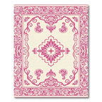 Bright Pink Floral Medallion Border Rug