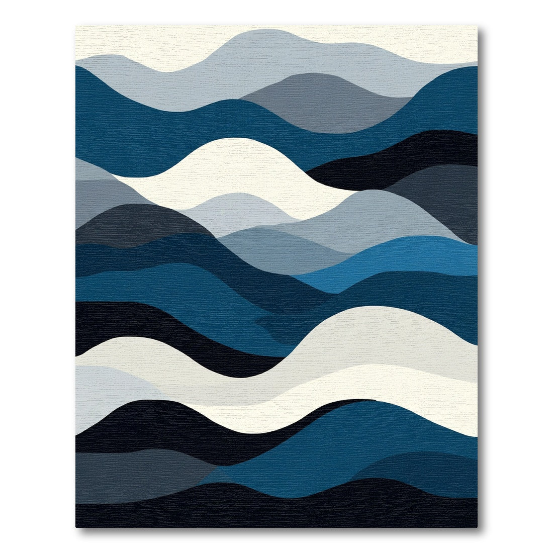 Abstract Indigo Wave Layers Rug