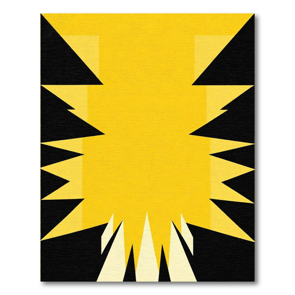 Bold Yellow Jagged Edge Geometric Rug