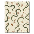 Olive Green Vine Branches Cream Accent Rug