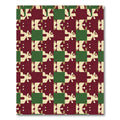 Deep Red Cream Green Abstract Mosaic Rug