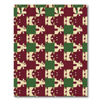 Deep Red Cream Green Abstract Mosaic Rug
