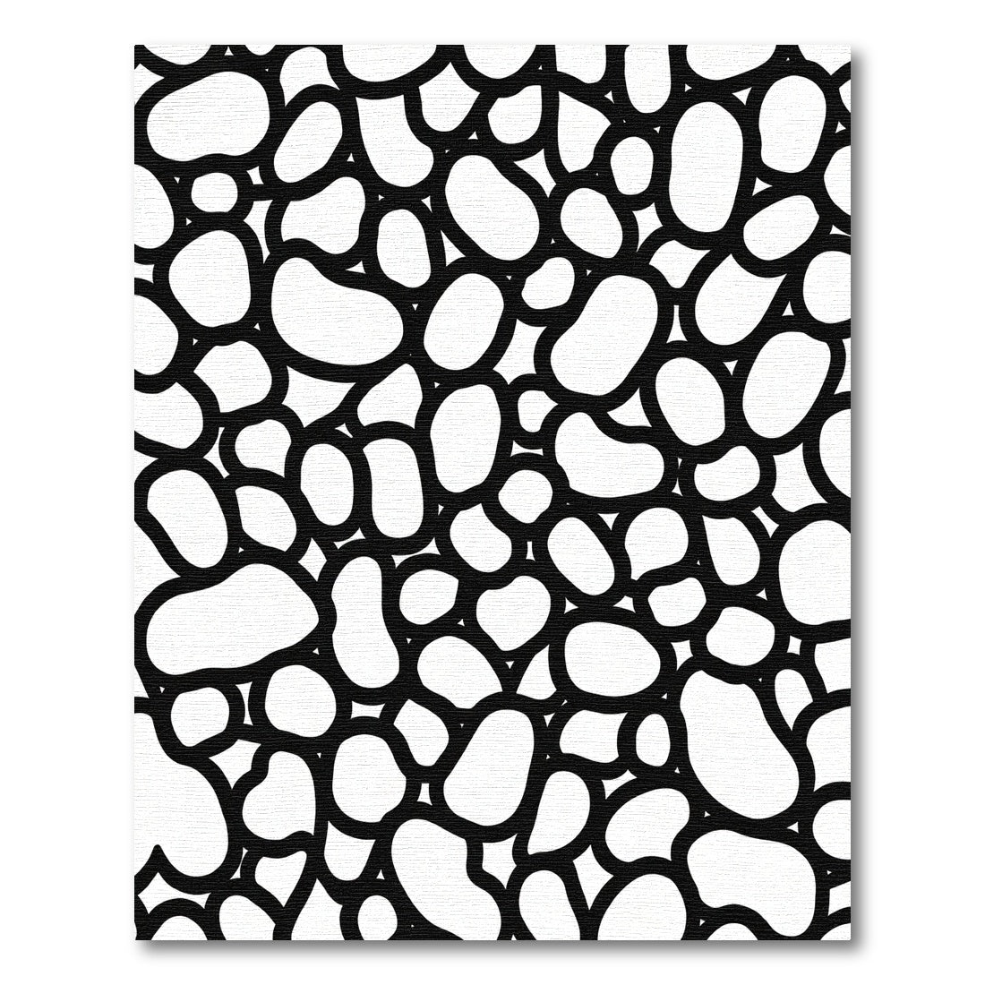 Organic Pebble Black White Abstract Rug