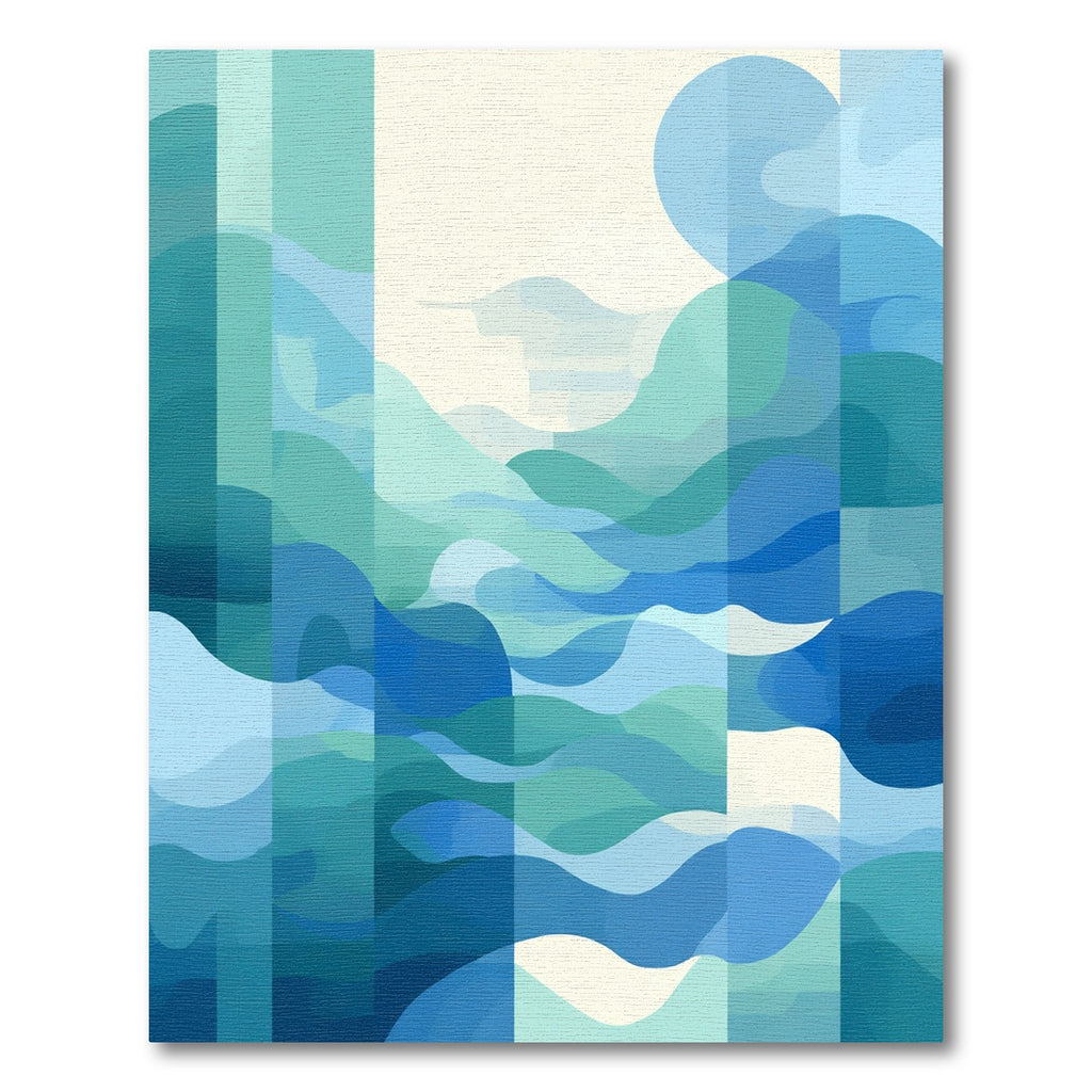 Gradient Blue Abstract Water Waves Rug