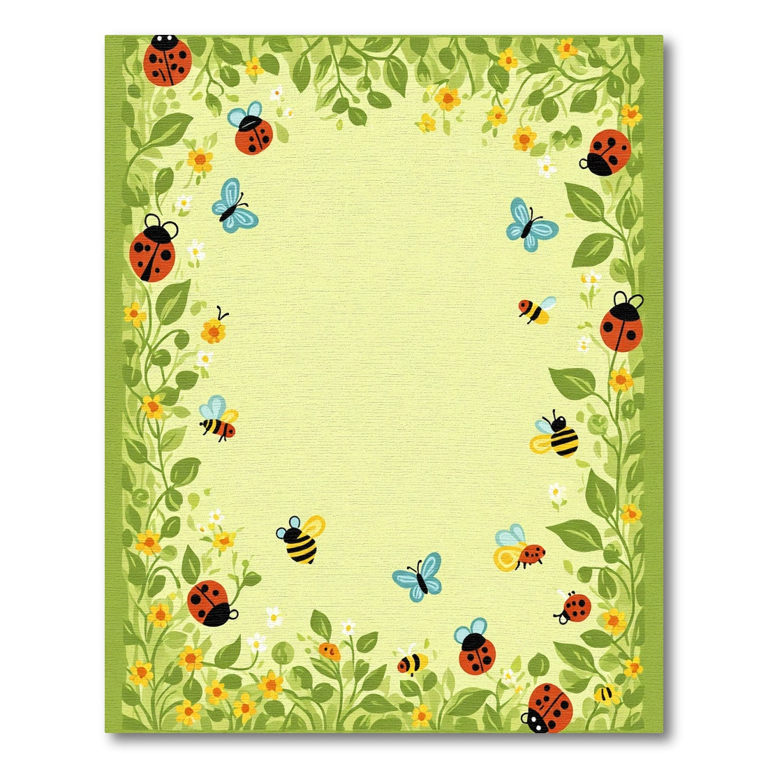 Whimsical Ladybug Butterfly Busy Meadow Rug