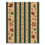 Crimson Green Striped Fish Botanical Rug