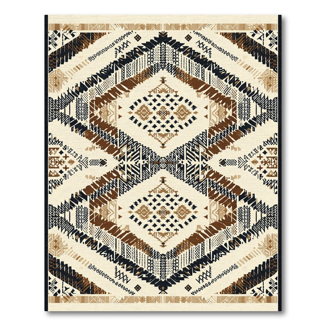 Earthy Beige Geometric Diamond Cluster Rug