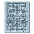Navy Blue Geometric Maze Abstract Rug