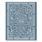 Navy Blue Geometric Maze Abstract Rug