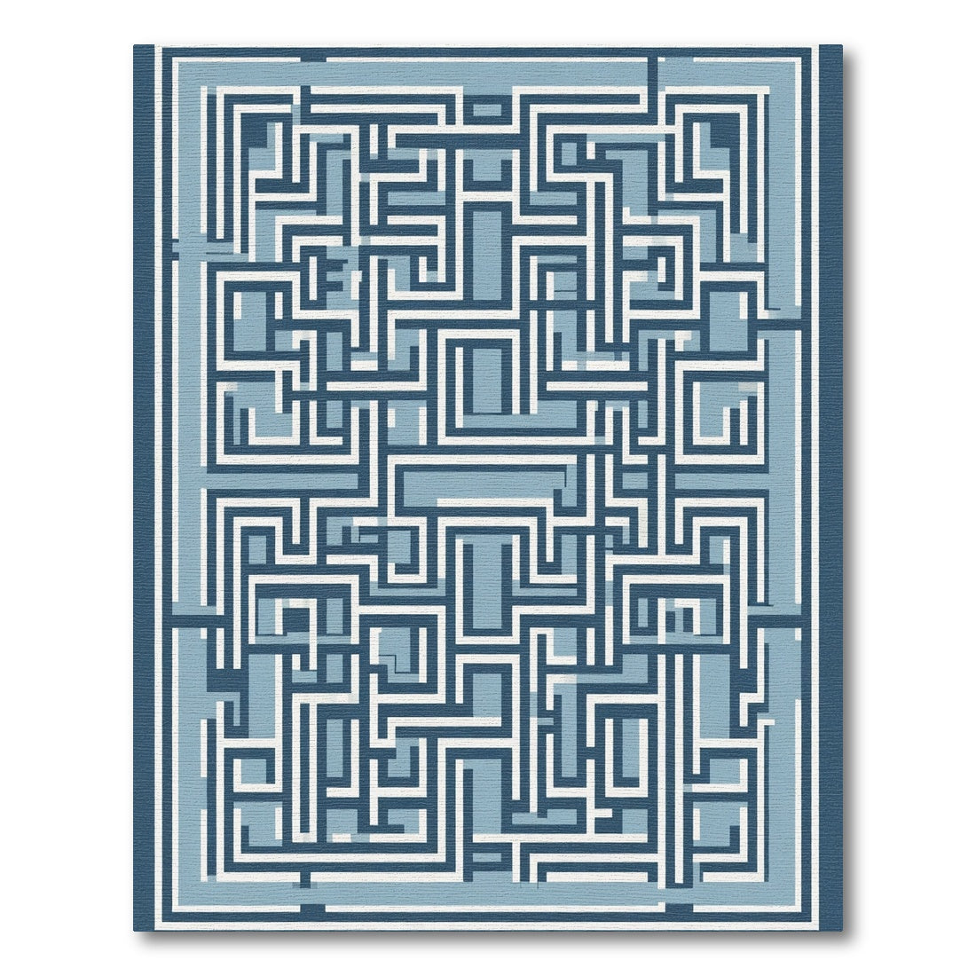 Navy Blue Geometric Maze Abstract Rug