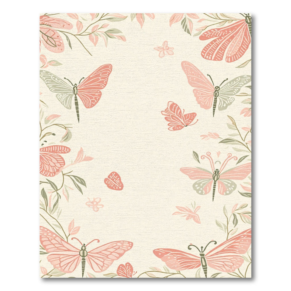 Whimsical Coral Butterfly Garden Rug