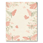 Whimsical Coral Butterfly Garden Rug