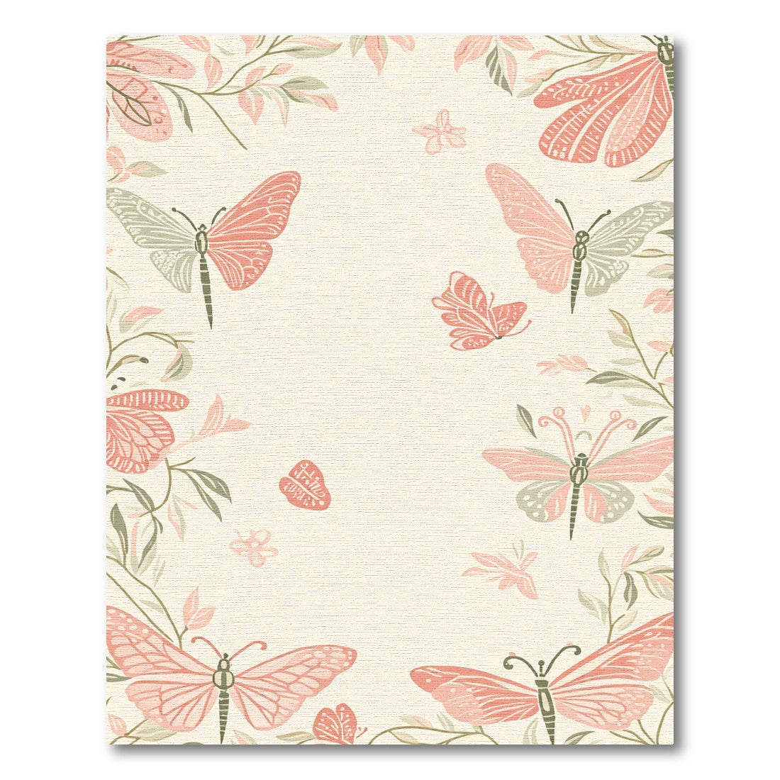Whimsical Coral Butterfly Garden Rug