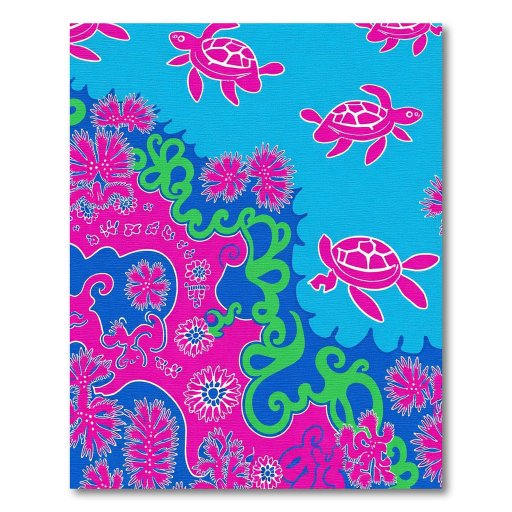 Bright Pink Turtle Ocean Floral Rug