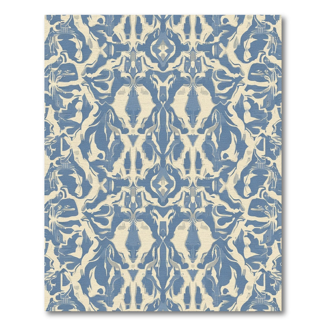 Blue Ivory Distorted Floral Tapestry Rug