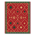 Crimson Gold Star Geometric Border Rug