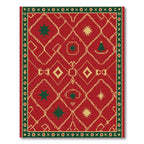 Crimson Gold Star Geometric Border Rug