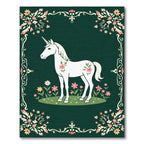 Whimsical Unicorn Floral Emerald Meadow Rug