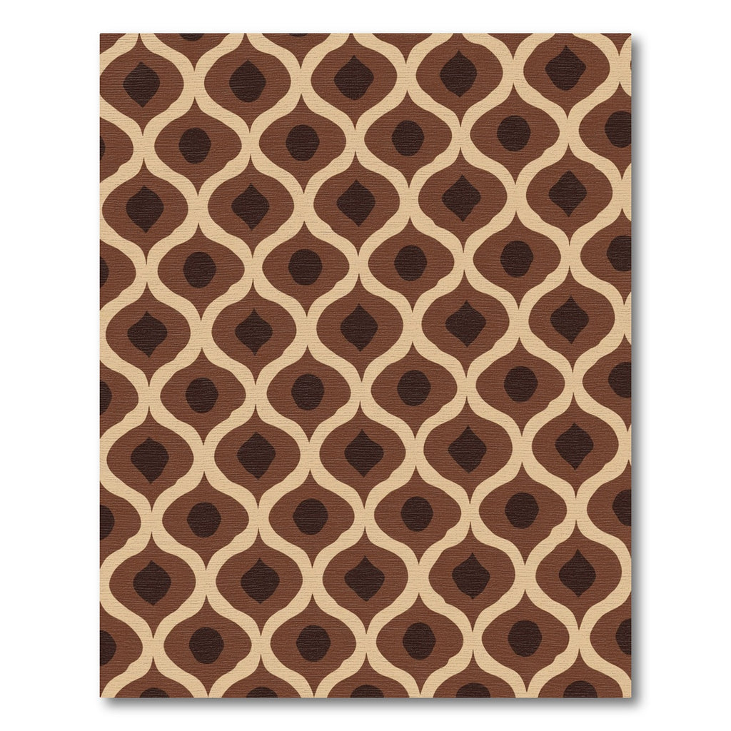 Retro Almond Brown Ogee Pattern Rug