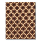 Retro Almond Brown Ogee Pattern Rug