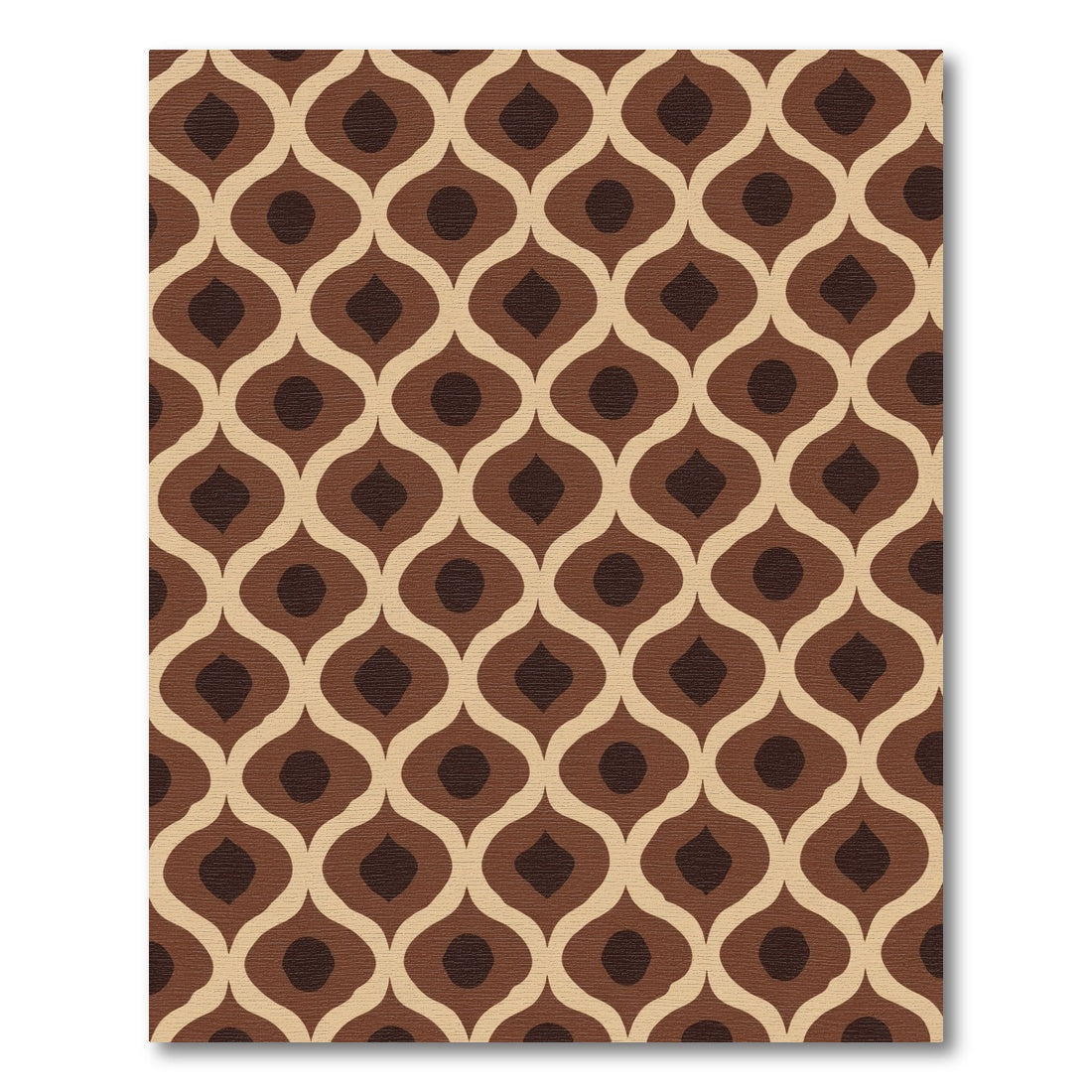 Retro Almond Brown Ogee Pattern Rug