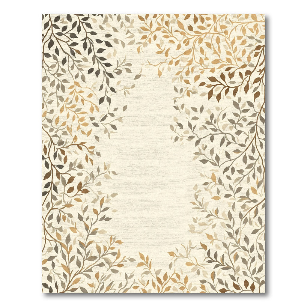 Earthy Tone Leafy Branch Vines Rug
