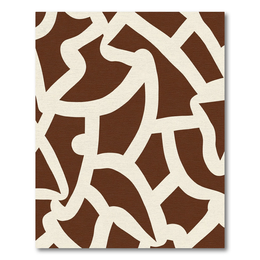 Brown Cream Intertwined Abstract Shapes Rug