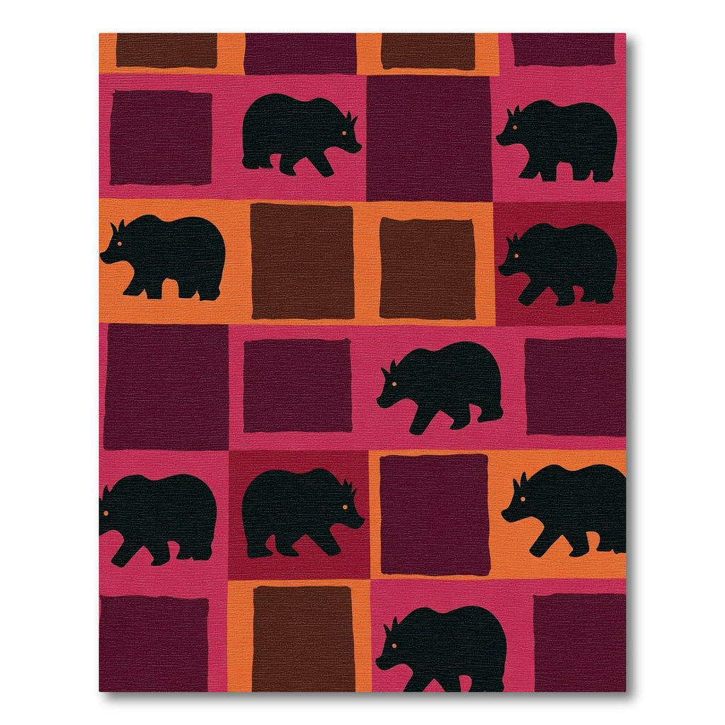 Rustic Black Bear Squares Design Rug