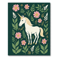 Whimsical Unicorn Pink Floral Garden Rug