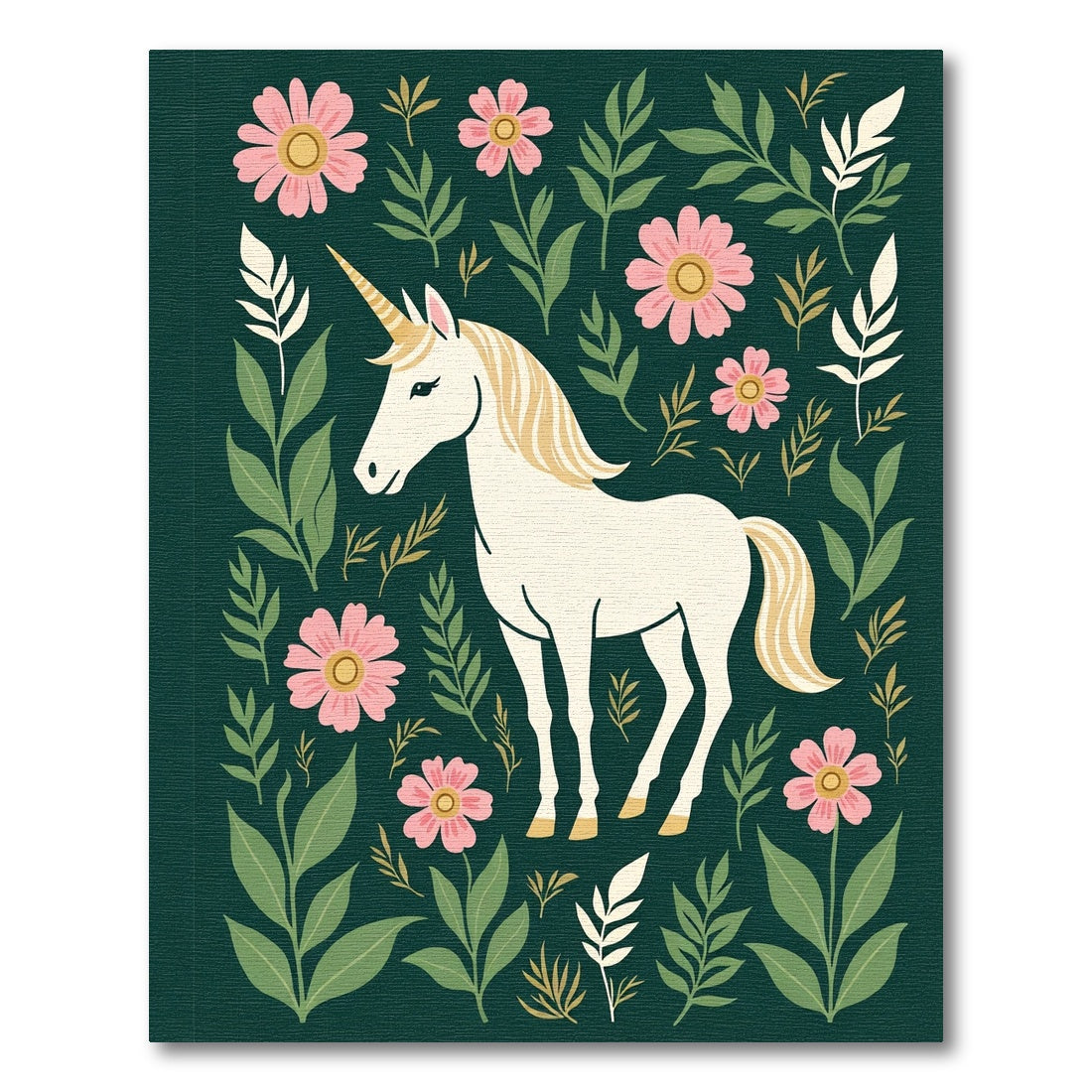 Whimsical Unicorn Pink Floral Garden Rug