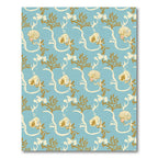 Coastal Blue Seashell Botanical Swirls Rug