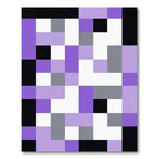 Modern Purple Gray White Geometric Blocks Rug