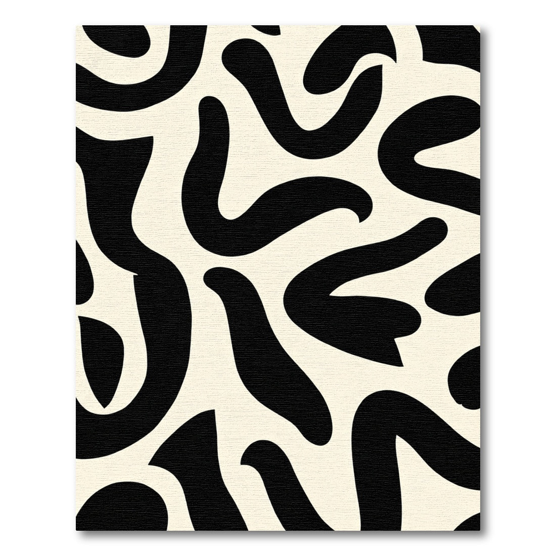 Cream Black Abstract Organic Curves Rug