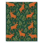 Orange Deer Green Foliage Medley Rug