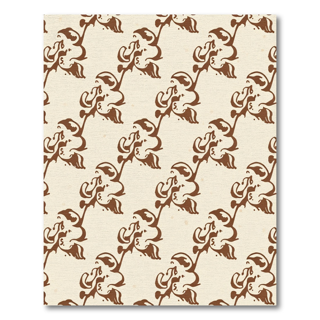 Retro Dark Brown Floral Scroll Rug