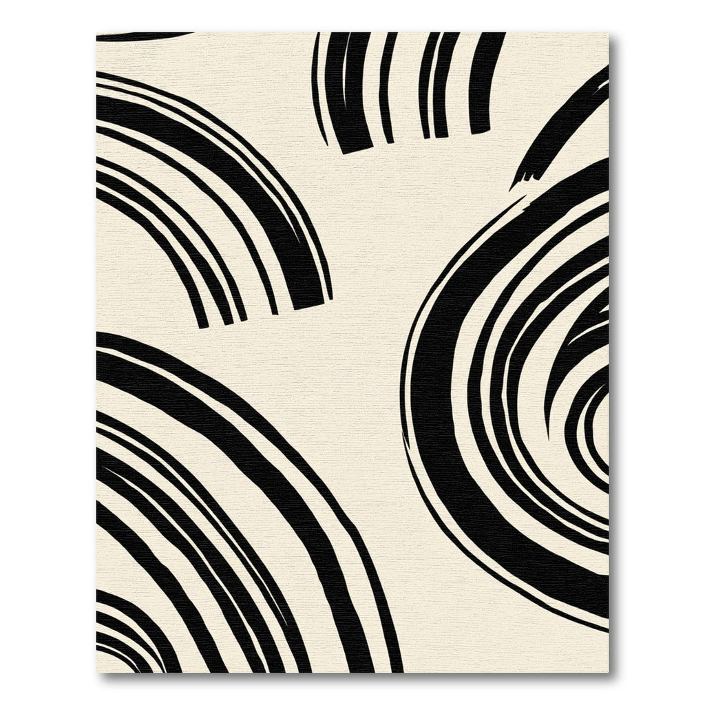 Monochrome Brushstroke Swirl Composition Rug