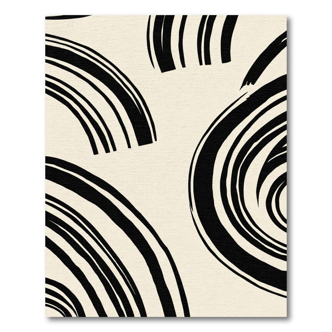 Monochrome Brushstroke Swirl Composition Rug