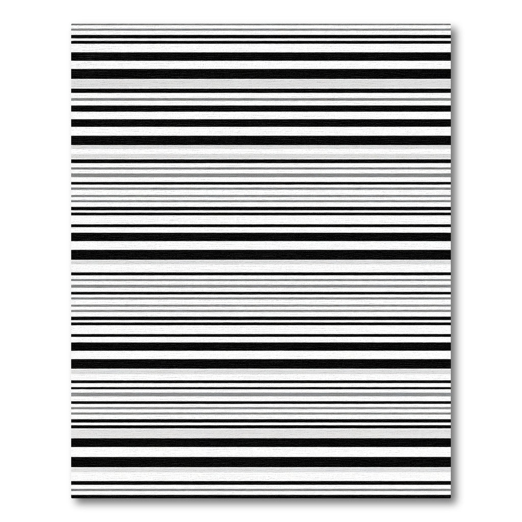 Black White Gray Linear Stripe Rug