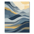 Serene Blue Golden Landscape Waves Rug