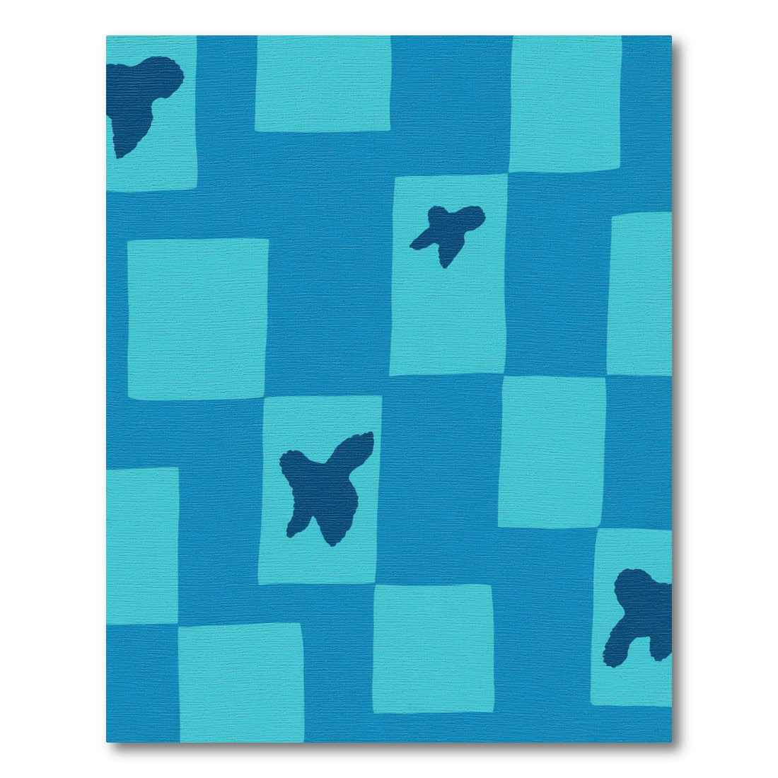 Blue Flying Birds Checkerboard Rug