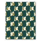 Cream Ox Head Dark Green Pattern Rug