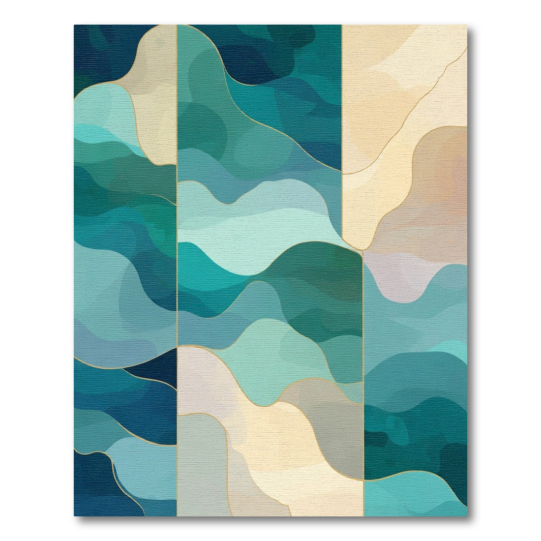 Abstract Teal Sand Dune Waves Rug